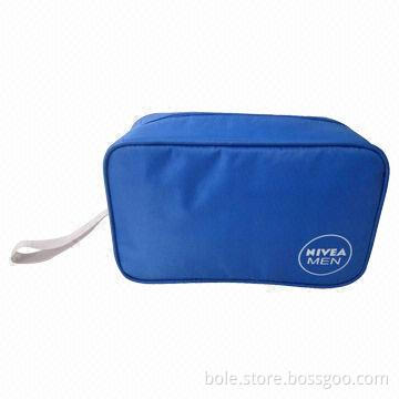 Polyester Cosmetic Bag with Metal Zipper and Double Puller Closure